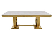 DT2001G 80 X 40 X 30 - GOLD STAINLESS STEEL + MARBLE  DINING TABLE - 210000007926