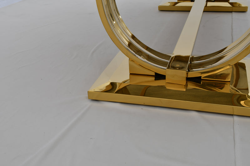 DT2001G 80 X 40 X 30 - GOLD STAINLESS STEEL + MARBLE  DINING TABLE - 210000007926