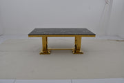 DT2001G 80 X 40 X 30 - GOLD STAINLESS STEEL + MARBLE  DINING TABLE - 210000007926