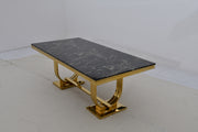 DT2001G 80 X 40 X 30 - GOLD STAINLESS STEEL + MARBLE  DINING TABLE - 210000007926