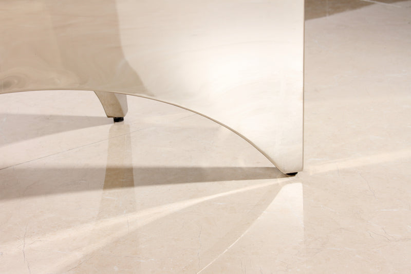 DT2002C - 78 X 39 X 29 - SILVER STAINLESS STEEL + MARBLE  DINING TABLE - 210000007341