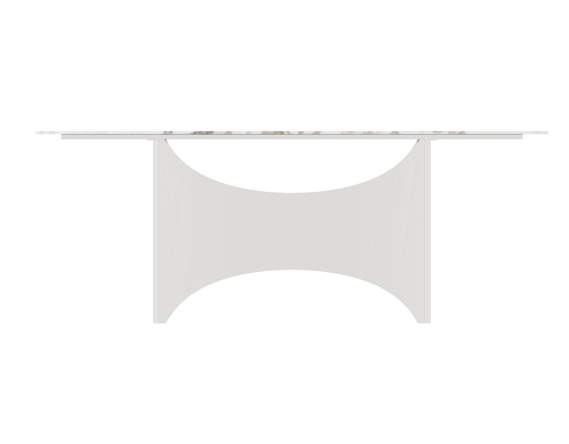 DT2002C - 78 X 39 X 29 - SILVER STAINLESS STEEL + MARBLE  DINING TABLE - 210000007341