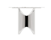DT2002C - 78 X 39 X 29 - SILVER STAINLESS STEEL + MARBLE  DINING TABLE - 210000007341