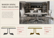 DT2003G-80 X 40 X 30 -GOLD STAINLESS STEEL + MARBLE DINING TABLE - 210000007640