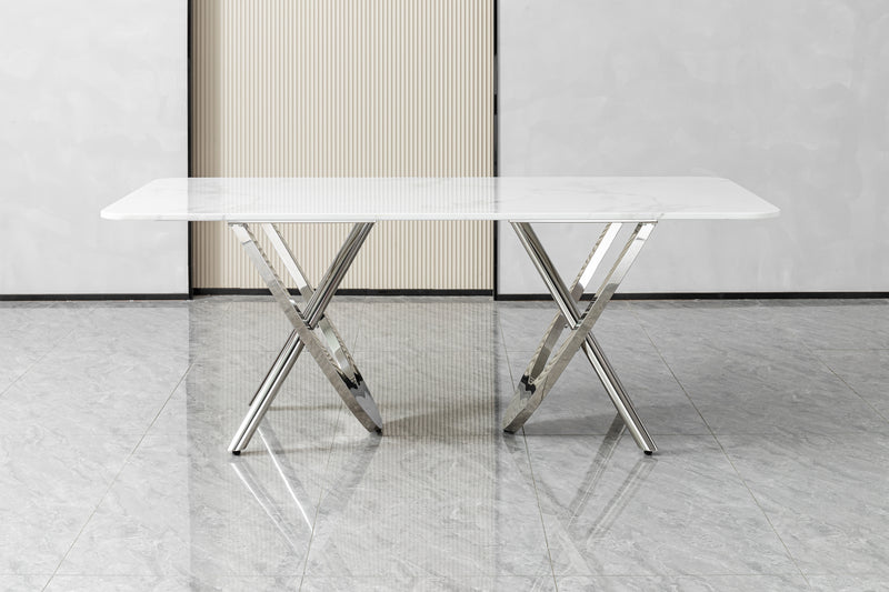 DT2006 80 X 40 X 30 -STAINLESS STEEL + MARBLE  DINING TABLE - 210000007465