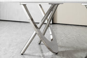 DT2006 80 X 40 X 30 -STAINLESS STEEL + MARBLE  DINING TABLE - 210000007465