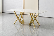 DT2007 80 X 40 X 30 - GOLD STAINLESS STEEL + MARBLE  DINING TABLE - 210000007924