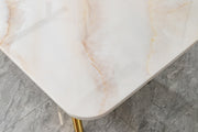 DT2007 80 X 40 X 30 - GOLD STAINLESS STEEL + MARBLE  DINING TABLE - 210000007924