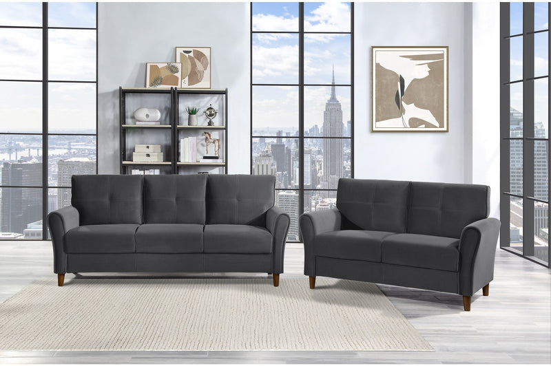 Dunleith Charcoal Gray Velvet Living Room Set - Gate FurnitureLiving Room Set