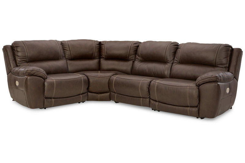 Dunleith Chocolate 4 - Piece Power Reclining Sectional - Gate FurniturePower Reclining Sectional
