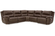 Dunleith Chocolate 5 - Piece Power Reclining Sectional - Gate FurniturePower Reclining Sectional