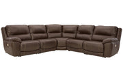 Dunleith Chocolate 5 - Piece Power Reclining Sectional - Gate FurniturePower Reclining Sectional