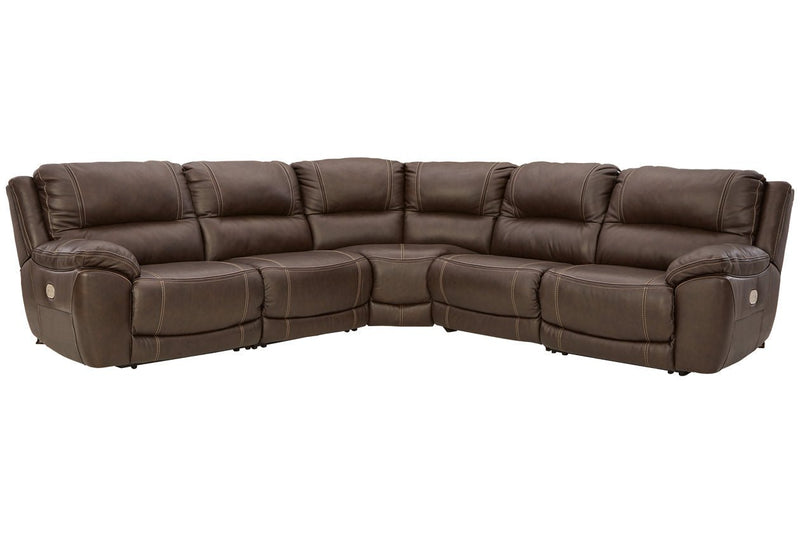 Dunleith Chocolate 5 - Piece Power Reclining Sectional - Gate FurniturePower Reclining Sectional