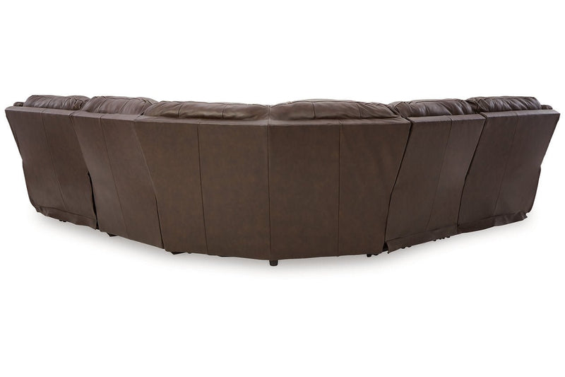 Dunleith Chocolate 5 - Piece Power Reclining Sectional - Gate FurniturePower Reclining Sectional