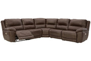 Dunleith Chocolate 5 - Piece Power Reclining Sectional - Gate FurniturePower Reclining Sectional