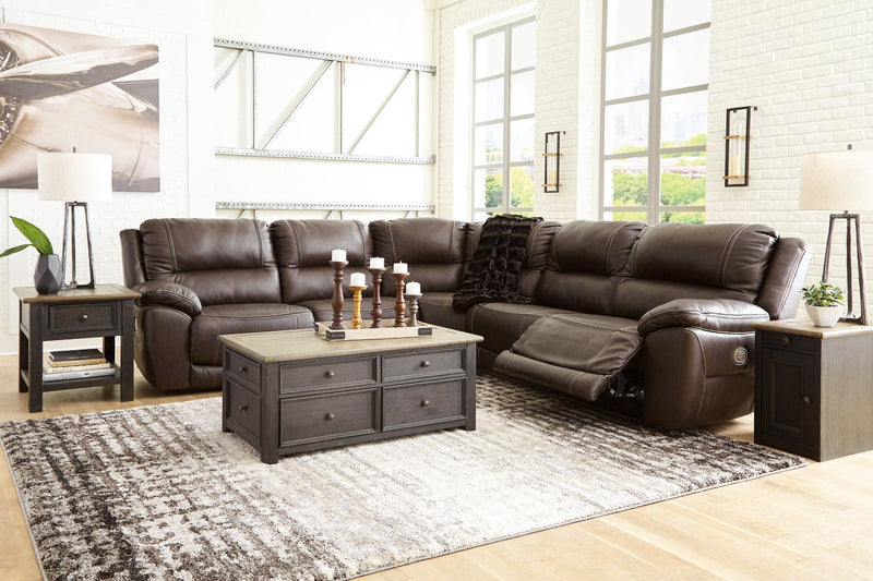 Dunleith Chocolate 5 - Piece Power Reclining Sectional - Gate FurniturePower Reclining Sectional