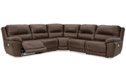 Dunleith Chocolate 5 - Piece Power Reclining Sectional - Gate FurniturePower Reclining Sectional