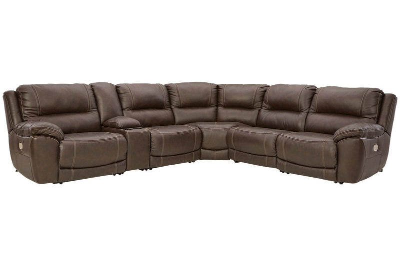 Dunleith Chocolate 6 - Piece Power Reclining Sectional - Gate FurniturePower Reclining Sectional