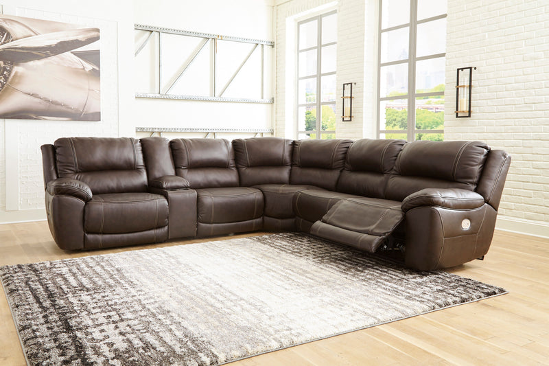 Dunleith Chocolate Power Recliner 6pc Sectionals - Gate FurnitureReclining Sectional