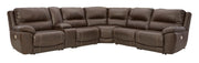Dunleith Chocolate Power Recliner 6pc Sectionals - Gate FurnitureReclining Sectional