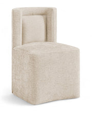 Duvina Chenille Performance Fabric Upholstered Dining Chair in Beige - 11050Beige-C