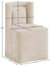 Duvina Chenille Performance Fabric Upholstered Dining Chair in Beige - 11050Beige-C