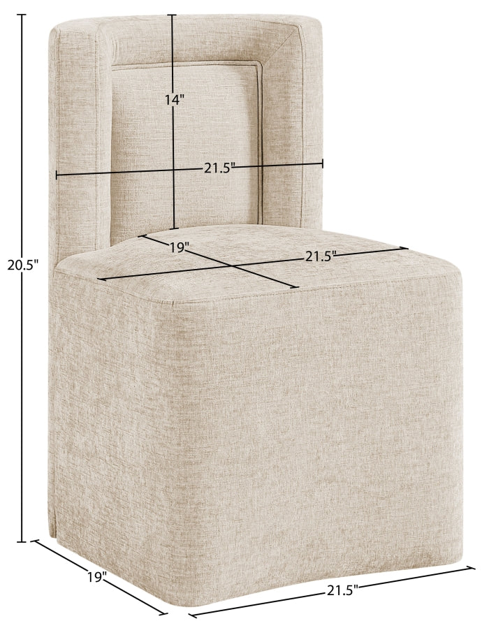 Duvina Chenille Performance Fabric Upholstered Dining Chair in Beige - 11050Beige-C
