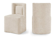 Duvina Chenille Performance Fabric Upholstered Dining Chair in Beige - 11050Beige-C