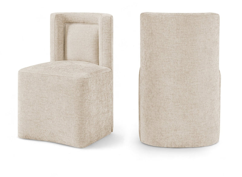 Duvina Chenille Performance Fabric Upholstered Dining Chair in Beige - 11050Beige-C
