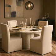 Duvina Chenille Performance Fabric Upholstered Dining Chair in Beige - 11050Beige-C
