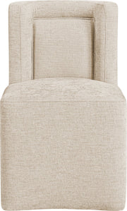 Duvina Chenille Performance Fabric Upholstered Dining Chair in Beige - 11050Beige-C
