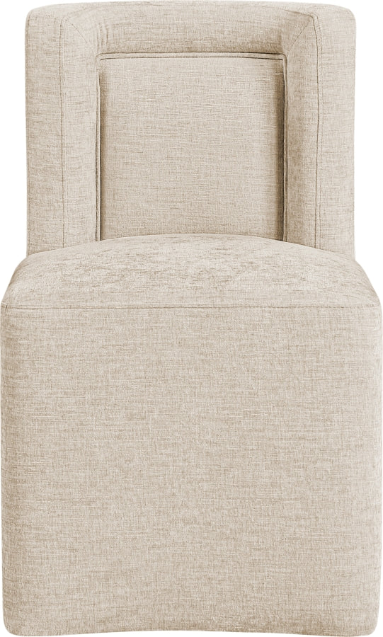 Duvina Chenille Performance Fabric Upholstered Dining Chair in Beige - 11050Beige-C