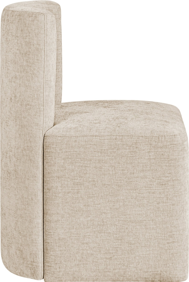 Duvina Chenille Performance Fabric Upholstered Dining Chair in Beige - 11050Beige-C