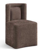 Duvina Chenille Performance Fabric Upholstered Dining Chair in Brown - 11050Brown-C