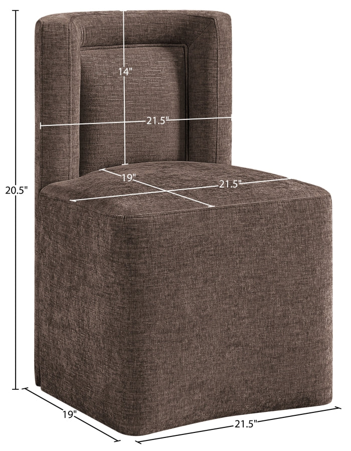 Duvina Chenille Performance Fabric Upholstered Dining Chair in Brown - 11050Brown-C