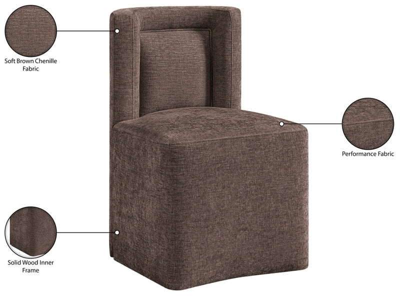 Duvina Chenille Performance Fabric Upholstered Dining Chair in Brown - 11050Brown-C