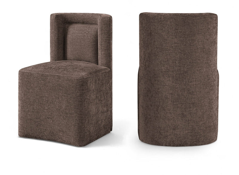 Duvina Chenille Performance Fabric Upholstered Dining Chair in Brown - 11050Brown-C