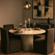 Duvina Chenille Performance Fabric Upholstered Dining Chair in Brown - 11050Brown-C