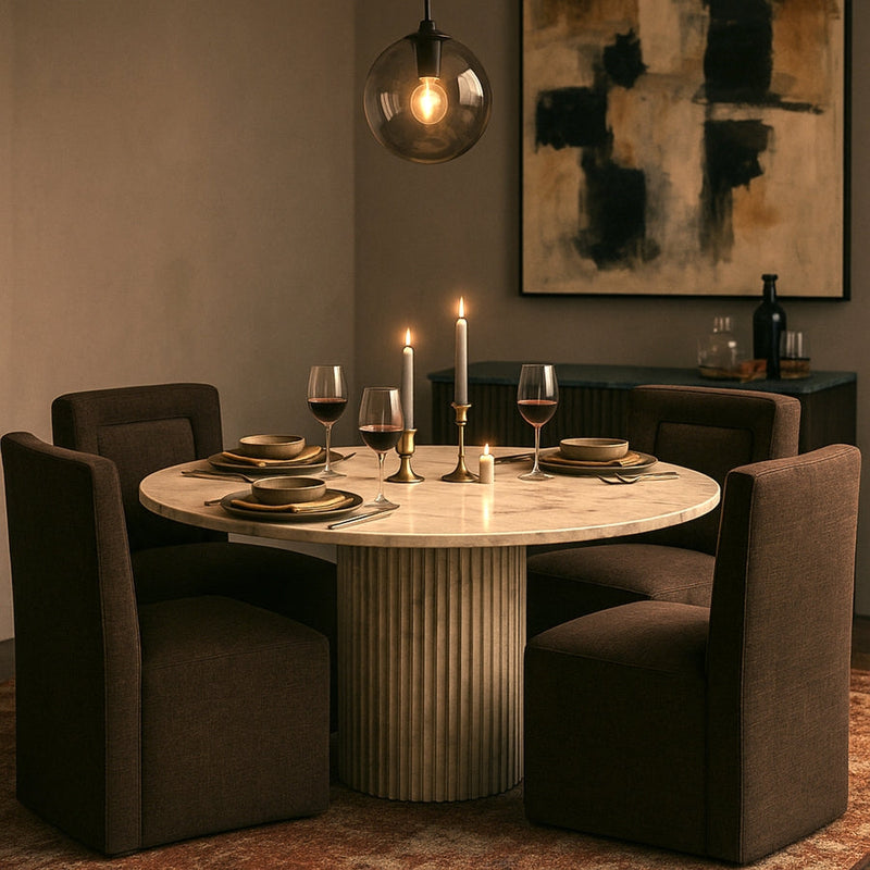 Duvina Chenille Performance Fabric Upholstered Dining Chair in Brown - 11050Brown-C