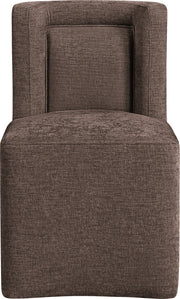 Duvina Chenille Performance Fabric Upholstered Dining Chair in Brown - 11050Brown-C