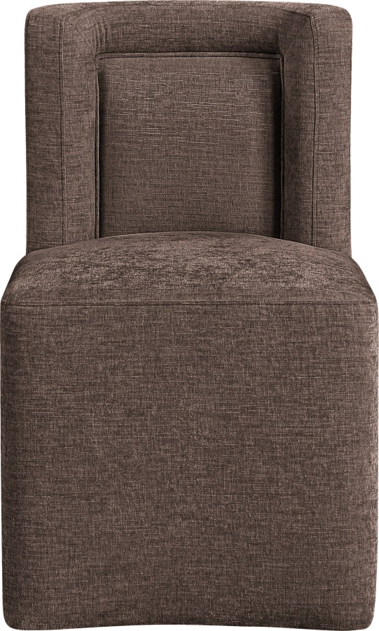 Duvina Chenille Performance Fabric Upholstered Dining Chair in Brown - 11050Brown-C