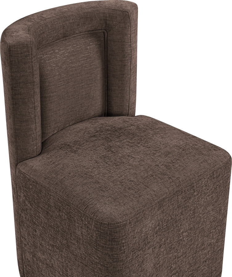 Duvina Chenille Performance Fabric Upholstered Dining Chair in Brown - 11050Brown-C