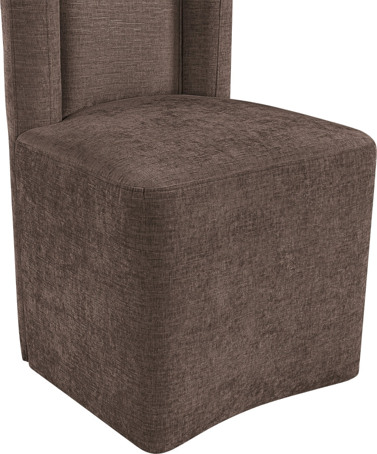 Duvina Chenille Performance Fabric Upholstered Dining Chair in Brown - 11050Brown-C