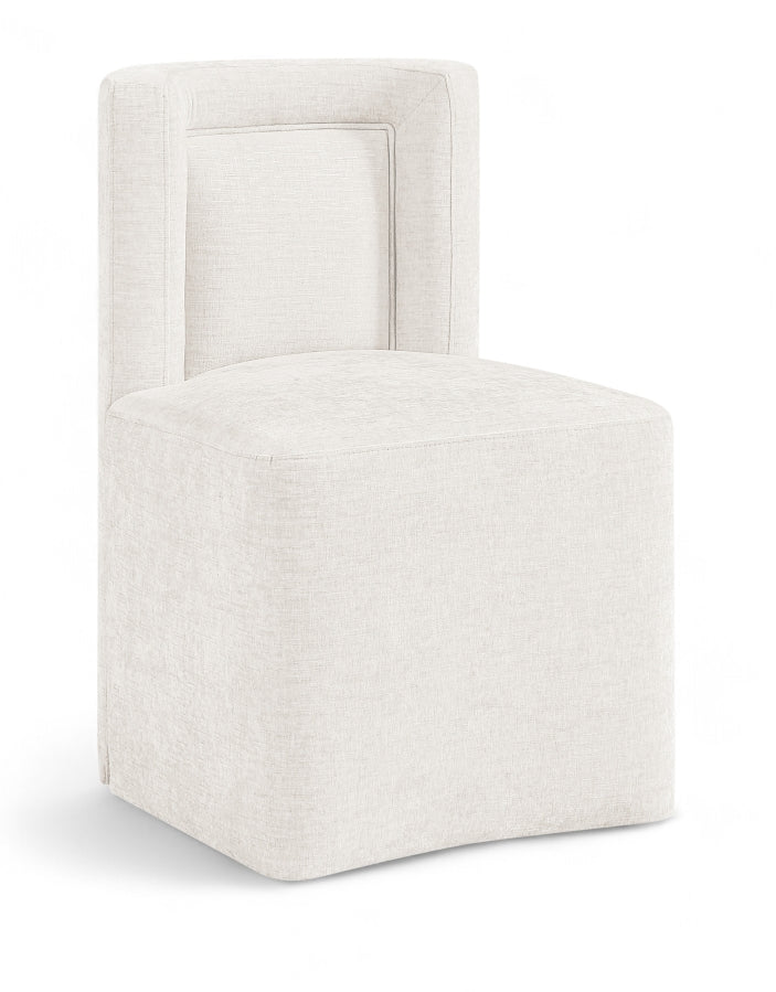 Duvina Chenille Performance Fabric Upholstered Dining Chair in Cream - 11050Cream-C