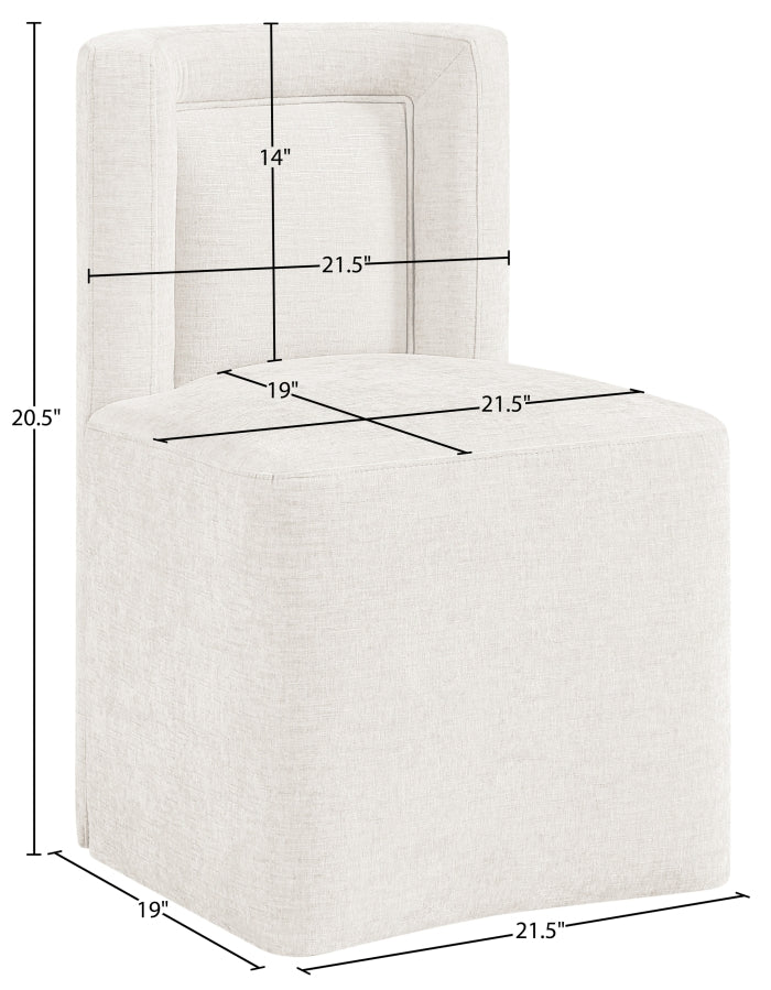 Duvina Chenille Performance Fabric Upholstered Dining Chair in Cream - 11050Cream-C