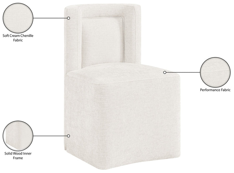 Duvina Chenille Performance Fabric Upholstered Dining Chair in Cream - 11050Cream-C