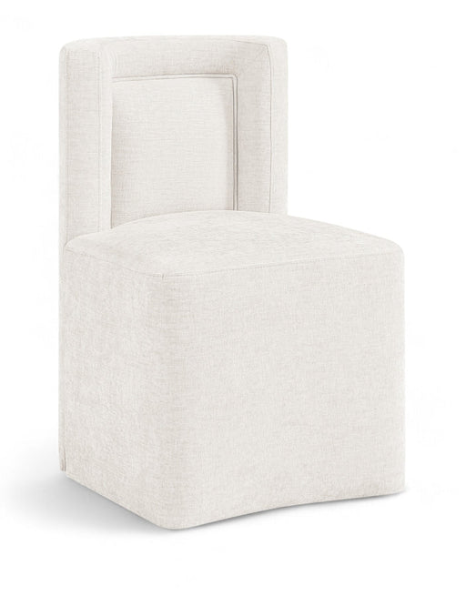Duvina Chenille Performance Fabric Upholstered Dining Chair in Cream - 11050Cream-C