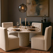 Duvina Chenille Performance Fabric Upholstered Dining Chair in Cream - 11050Cream-C