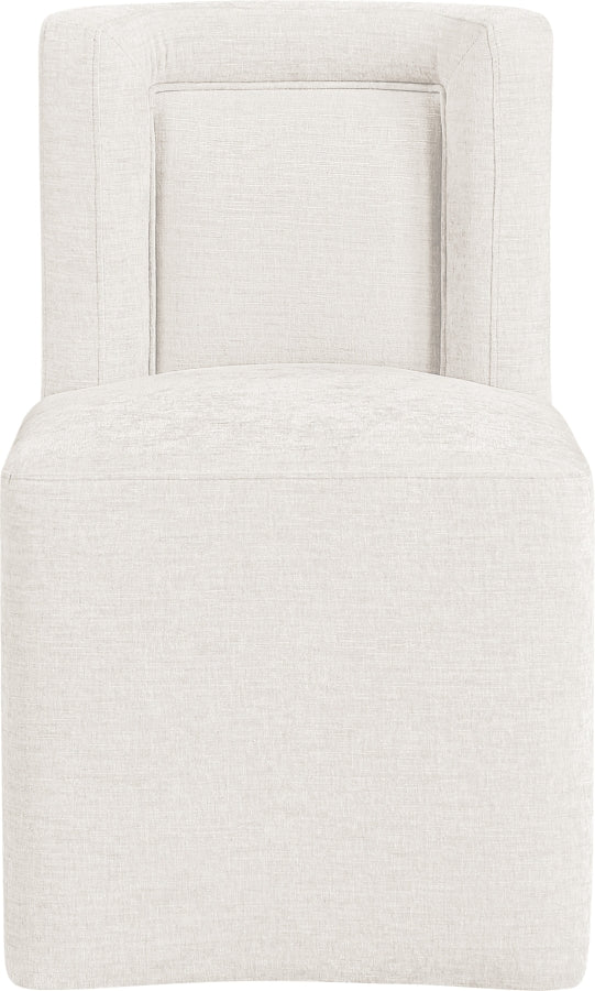 Duvina Chenille Performance Fabric Upholstered Dining Chair in Cream - 11050Cream-C