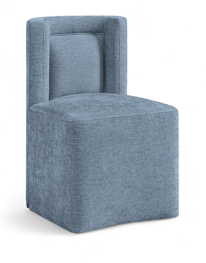 Duvina Chenille Performance Fabric Upholstered Dining Chair in Light Blue - 11050LtBlu-C